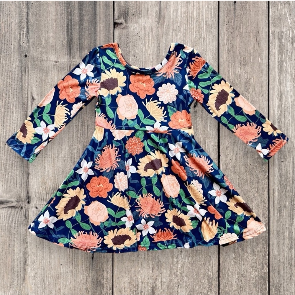 New Boutique Navy Girls Floral Dress